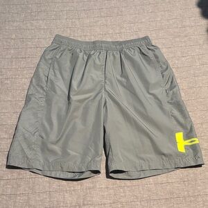 Under Armour Charcoal Shorts with Neon Yellow Logo